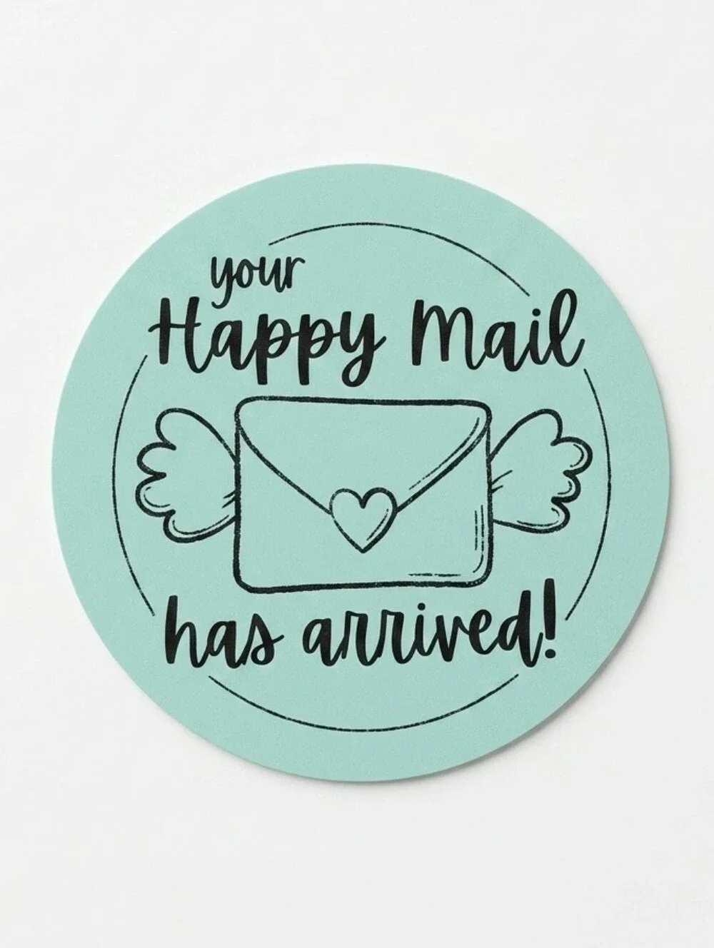 3/$15 50 Pcs Large 2” Round Happy Mail Stickers Blue Thank You Shipping Labels